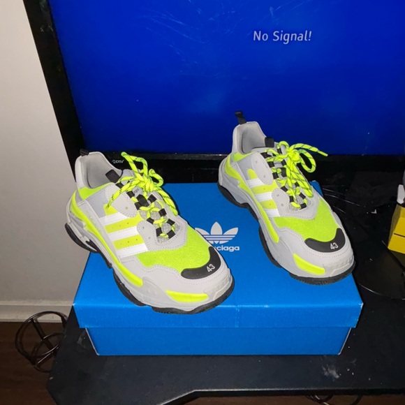 Adidas w/ Balenciaga Neon Green and Gray Sneakers - Picture 1 of 1